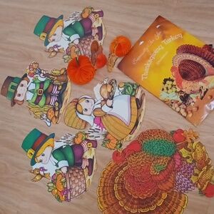 🍁Vintage Thanksgiving Set of Cutouts and Honeycomb Decor - 9